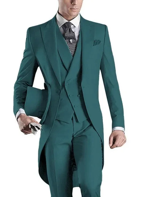 Costume Homme 3 Pieces Fashion Tuxedos Groom Wedding Men Suits Tuxedo Terno Masculino De Pour Hommes Blazer (Jacket+Pants+Vest)