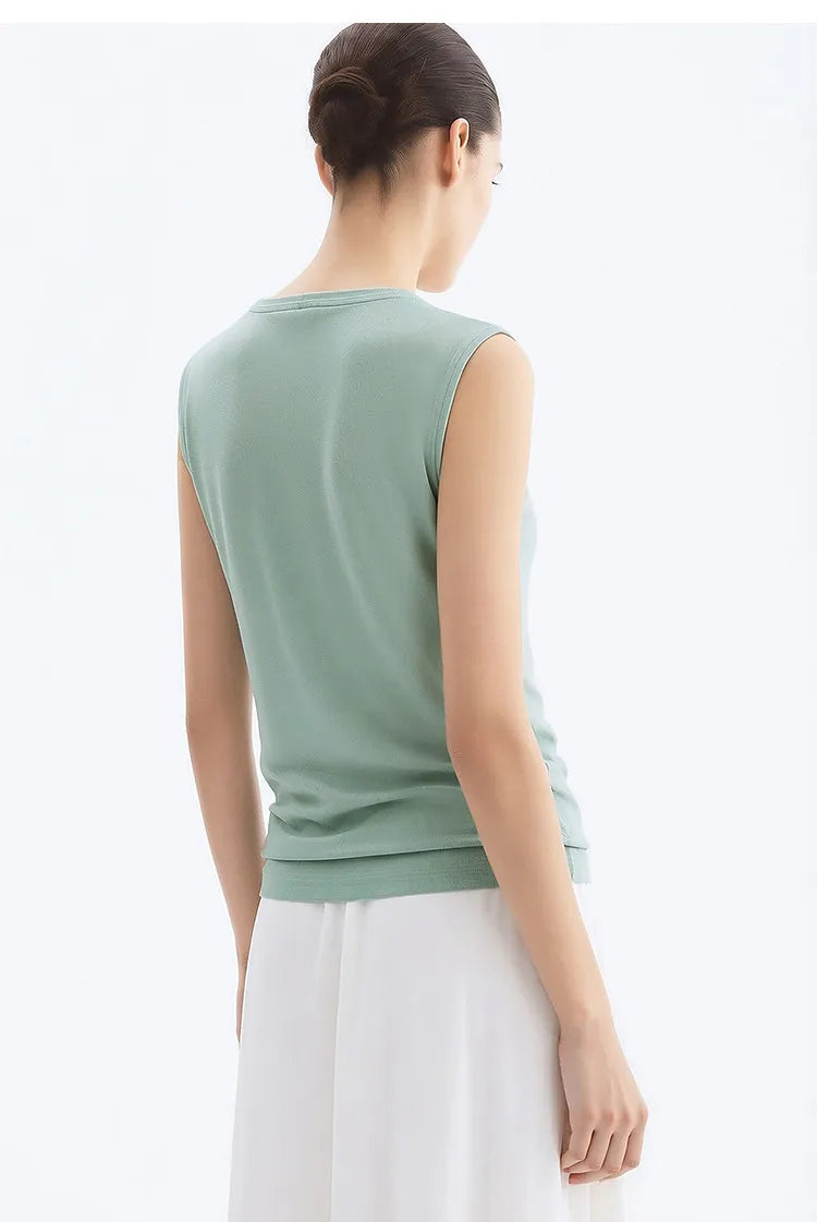 Cowl Neck Women's Tank Top 2026 Summer New Stretch Knit Sleeveless Camisole Loose Casual Holiday Vest For Women 12622062