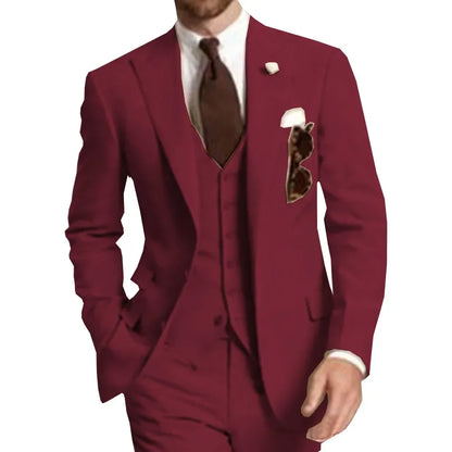 Business Party Best Men wedding Suit Peaked Lapel Two Button Custom Made Wedding Groom Tuxedos Jacket Pants Vest