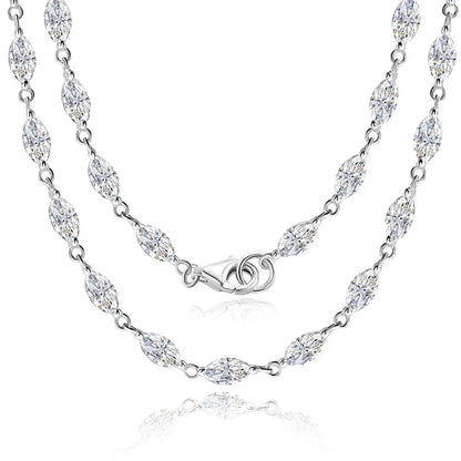 14.35-19ct Marquise Cut Moissanite Tennis Necklaces for Women Wedding Jewelry s925 Silver Authentic Moissanite Necklace