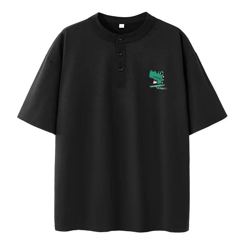 Henley Shirt Men Plus Size T-shirt 6XL 7XL 110-175kg Henley Neck Short Sleeve Polo Shirt Loose Oversized Big Size Men Clothing