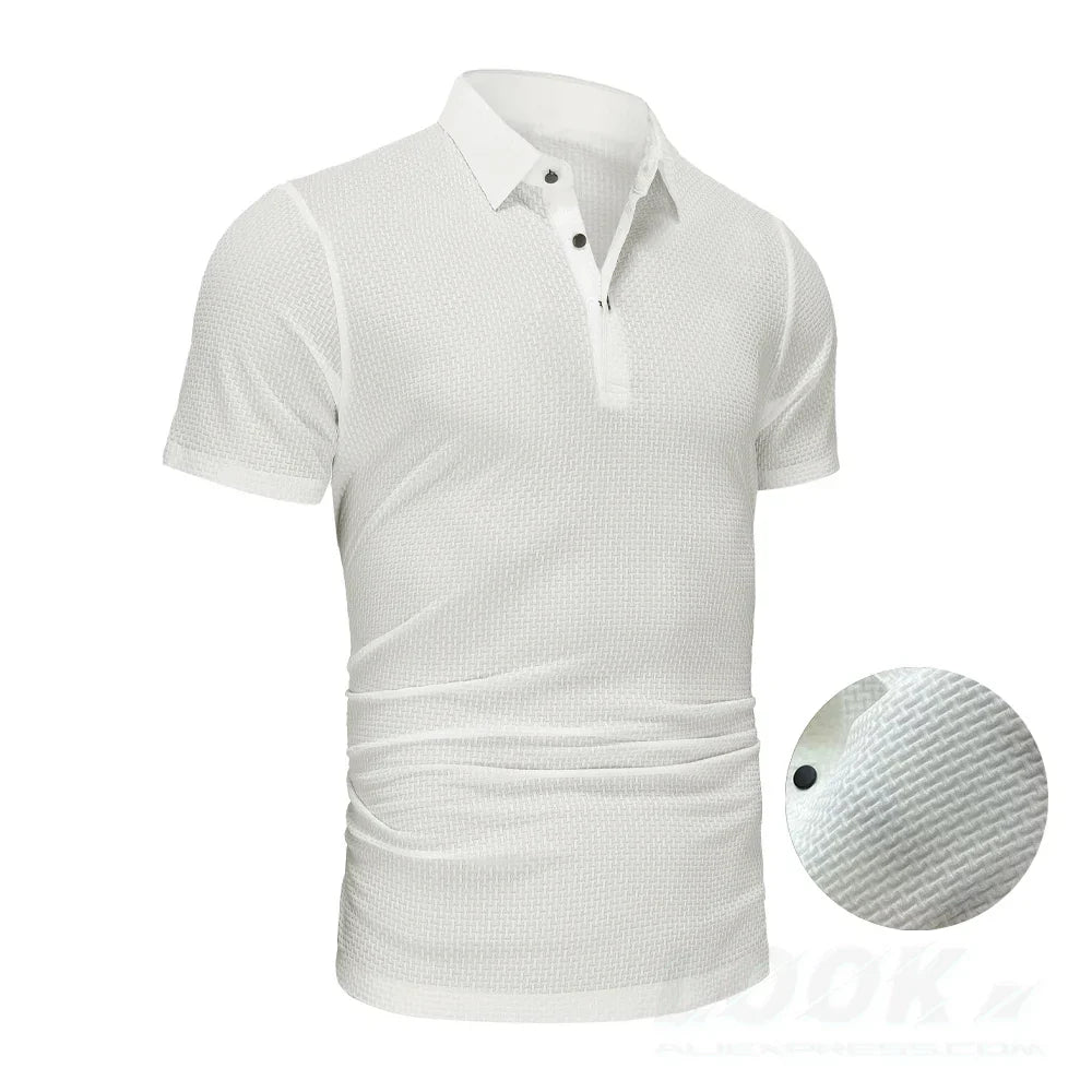 Upto EUR Sizes Tall Man Brand Top-Quality Men's Golf Shirt Lop-up Hollow Short-sleeved Polo Shirt SummerIce Silk Breathable Tee