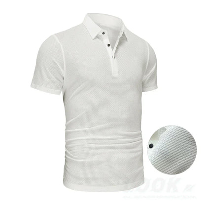 Upto EUR Sizes Tall Man Brand Top-Quality Men's Golf Shirt Lop-up Hollow Short-sleeved Polo Shirt SummerIce Silk Breathable Tee