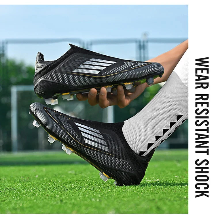 2712 Without-Lace Mens Soccer Shoes F50 SLIP-ON Non-Slip Turf Soccer Cleats Boys TF/FG Training Football Boots Chuteira Campo