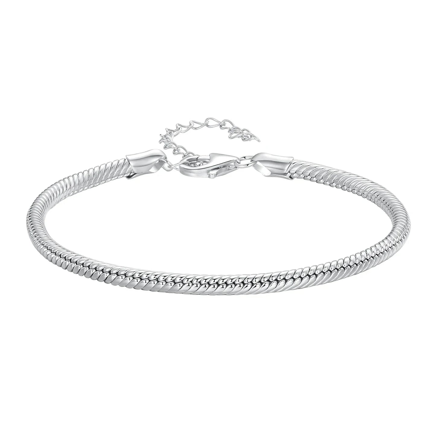 Original 925 Sterling Silver Basic Bracelet Lobster Clip Snake Chains Infinite Love Clasp DIY Jewelry Beads for Women Gift