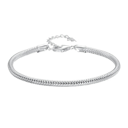 Original 925 Sterling Silver Basic Bracelet Lobster Clip Snake Chains Infinite Love Clasp DIY Jewelry Beads for Women Gift