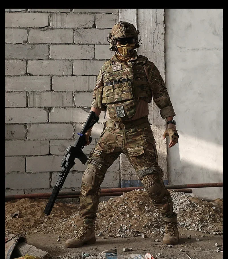 2025 Tactical Pant Combat Pants with Knee Pads Sport Trousers Camo Training Hunting Cargo Pants Men Multicam Clothing Breathable