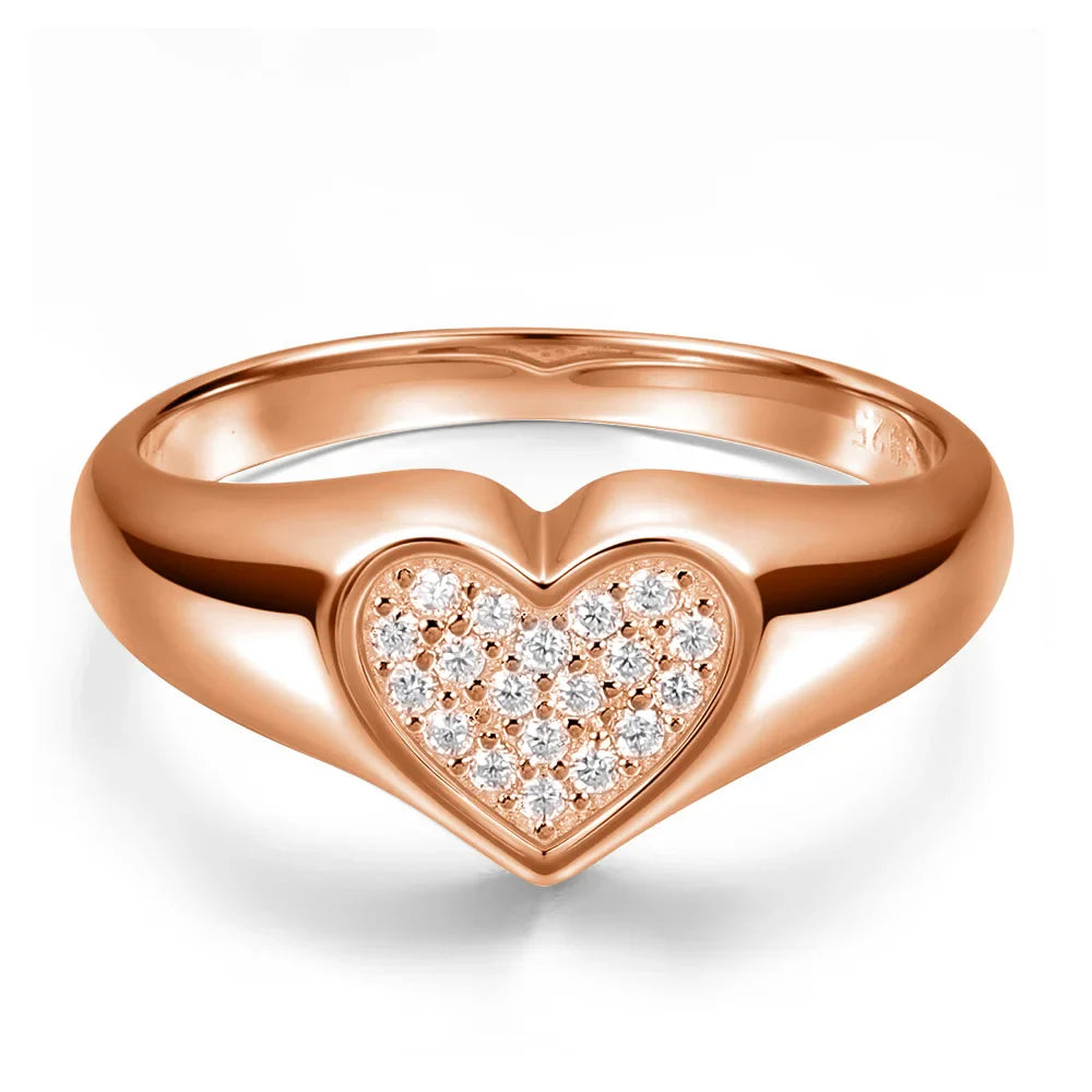 D VVS1 Heart Moissanite Engagement Ring 925 Sterling Silver Plated 18k White Gold Diamond Rings for Women Brithday Gift