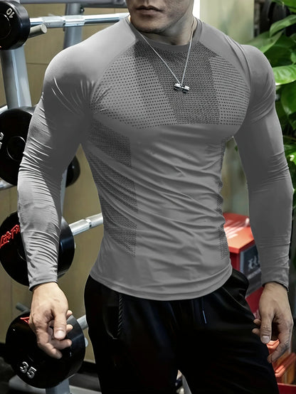 Men's Athletic Quick-Dry Long Sleeve Tee - High-Stretch, Durable & Versatile Sportswear for Training and Casual Wear