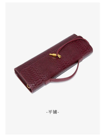 High-End Feeling Women's Trendy Crocodile Pattern Evening Bag Vintage Niche Single Shoulder Slant Cross Bag Motorcycle Equipment