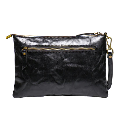 Timeless Vintage Leather Clutch Wallet - Luxurious Genuine Leather, Secure Zipper, Stylish Wristlet for Women