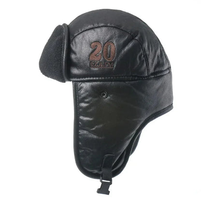 Men Winter Bomber Hat With Goggles Outdoor Motorcycle Windproof Warm Faux Fur Pilot Earflap Hat Leather Thermal Ushanka