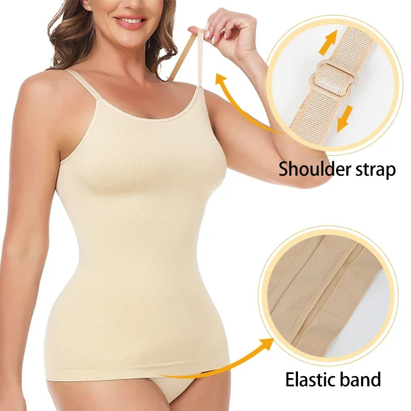 Seam-free Camisole Vest Shapewear Bodysuit for Women Tummy Control Butt Lifting Body Shaper Smooth Invisible Slimming Underwear