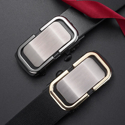 Personalized Men's Business Alloy Automatic Buckle Belt With Casual Pants And Shorts Accessories Fashionable Men's Birthday Gift