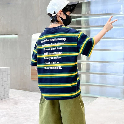 Stripe Outdoor Clothes for Children Tracksuit Boy 7 14 Years Clothing Boys Outfit Set 10 Children's Suit Boy's Child Summer Sets