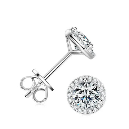 1ct D Color Moissanite Earring 925 Sterling Sliver Plated White Gold Ear Stud Wedding Engagement Earrings For Women