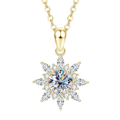 GRA Certified 6.5mm Round Moissanite Delicate Snowflake Pendant Necklace for Women 14K Gold Filled Fine Jewelry Gifts