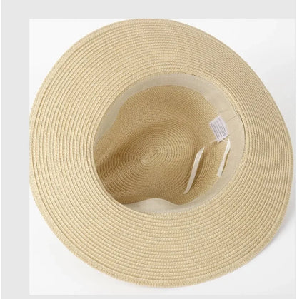 Unisex Panama Straw Hat Wide Brim Summer Beach Sun Protection Fedora Style - Sizes 55-57/58-60/61-64cm (Large/Plus)"