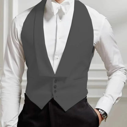 Men Vest White Single Button Solid With Lapel Waistcoat Suit For Wedding Birthday Banquet Party Business Work Men Suit Vest