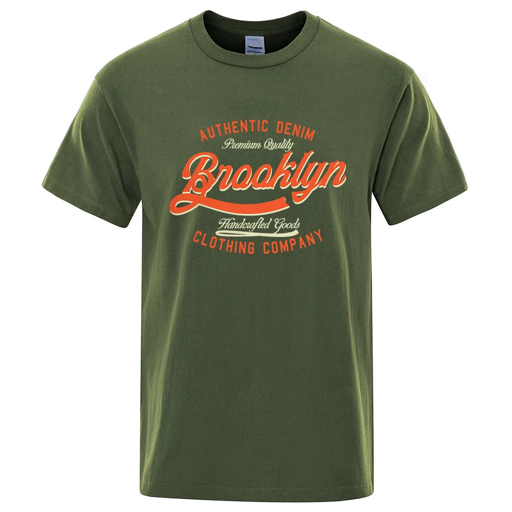 Letter, Brooklyn, New York City, Usa T Shirt Men Fashion O-Neck Tshirts Summer Cotton Tops Fashion Loose Street Hip Hop T-Shirts