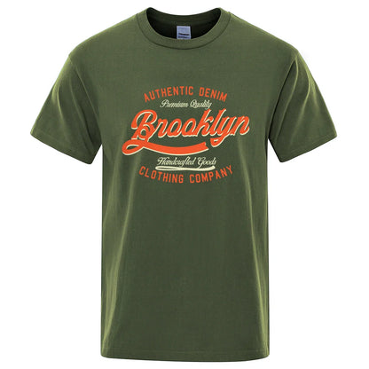 Letter, Brooklyn, New York City, Usa T Shirt Men Fashion O-Neck Tshirts Summer Cotton Tops Fashion Loose Street Hip Hop T-Shirts