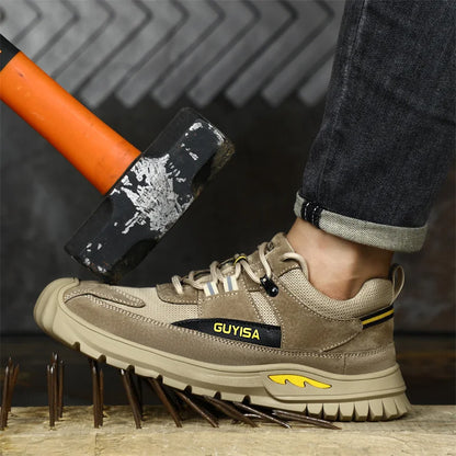 Black Leather Work Safety Shoes Waterproof Indestructible Steel Toe Cap Labor Shoes For Men Breathable Anti Smashing Sneakers