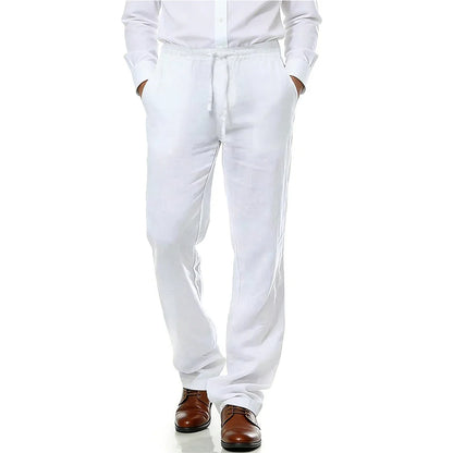 Men's Cotton Linen Suit Pants Casual Business Texture Cozy Trousers Straight Leg Old Money Man Vintage Lightweight Dress Pants