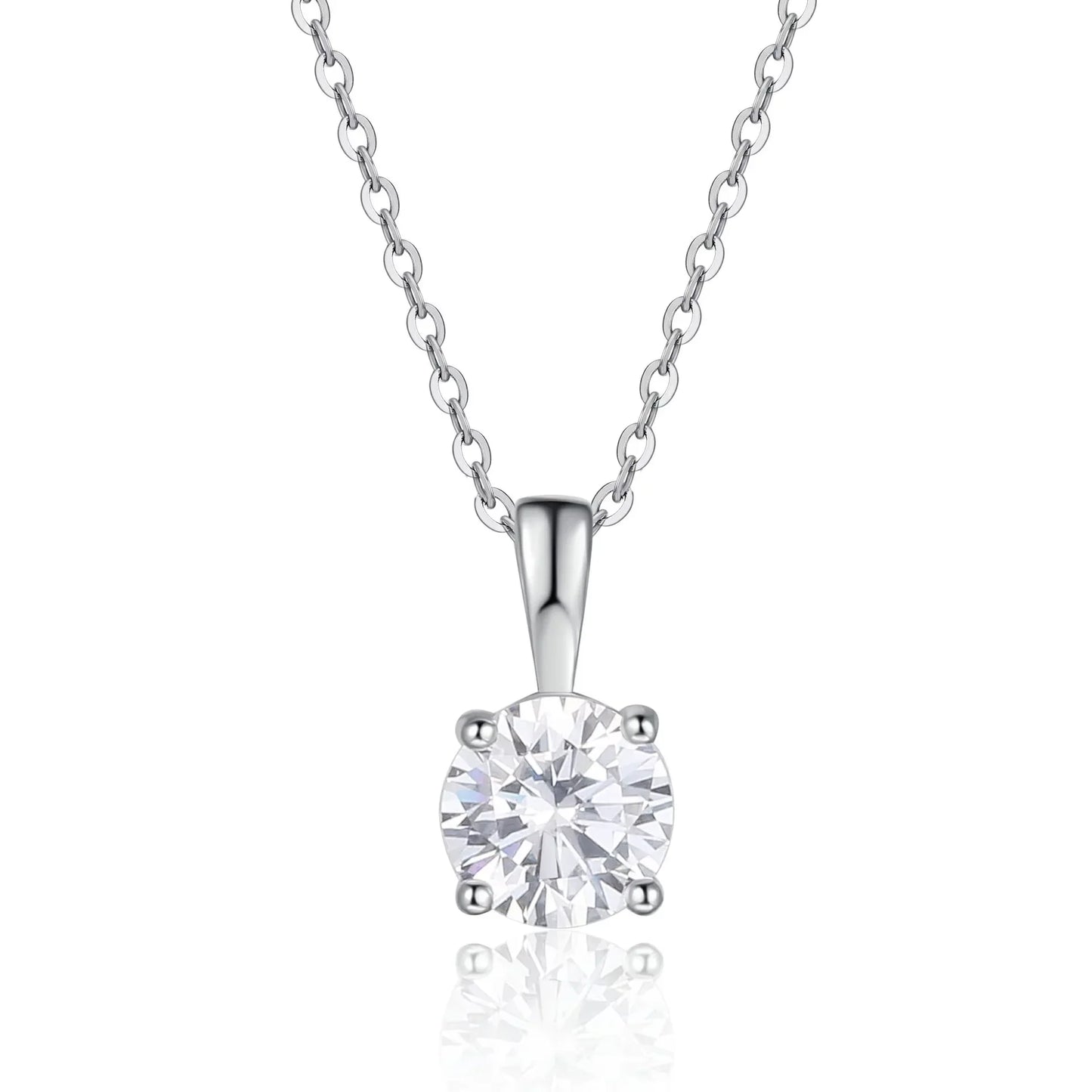 1ct Moissanite Pandent Necklace s925 Sterling Silver Plated 18k Box Chain Dainty Necklaces for Women Fine Jewelry Gift