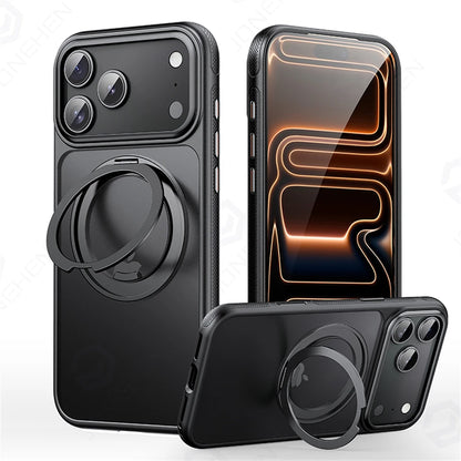 360° Mechanical Torque-Sound Rotating Holder Magnetic Case For iPhone Air 16 15 Plus 14 13 17 Pro Max Armor Cover For Magsafe