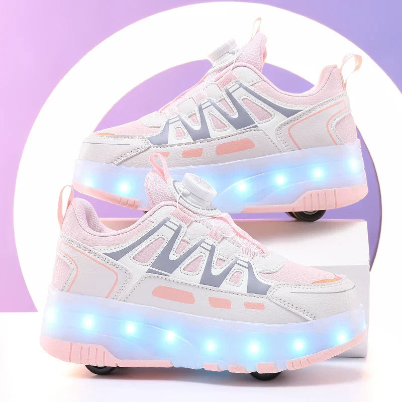 Children's And Teenage Roller Skates - Fashionable Upgraded Edition with Enhanced Stability - Detachable Dual-Use Sports Shoe