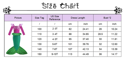 Mermaid Costume for Girl Long Sleeve Girls Dress Carnival Evening Party Dresses Kids Halloween Birthday Prom Dress Up Clothes
