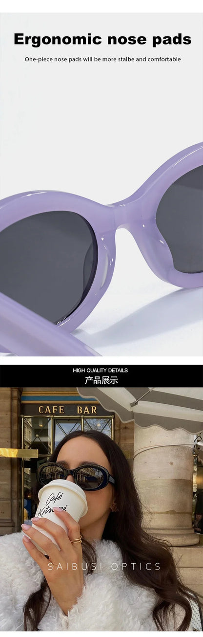 Top Quality Handmade Oval Acetate Men Women Vintage Sunglasses New Exquisite Design Sunglasses Outdoor UV400 Luxury Sunglasses