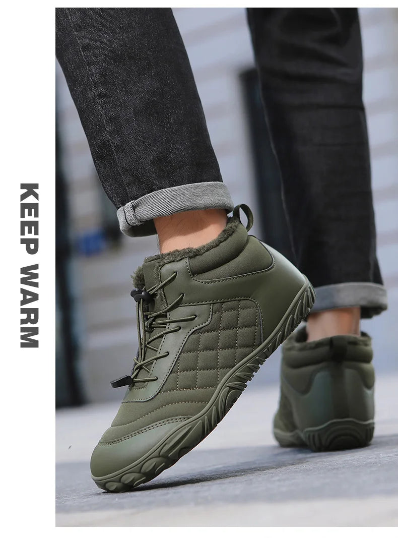 New Winter Booties Outdoor Waterproof Barefoot Boots For Men Ankle Boots Plush Warm Snow Shoes Non-slip Casual Sneakers Big Size