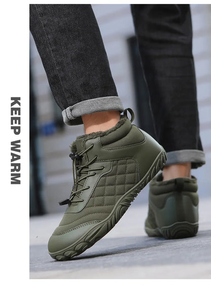 New Winter Booties Outdoor Waterproof Barefoot Boots For Men Ankle Boots Plush Warm Snow Shoes Non-slip Casual Sneakers Big Size
