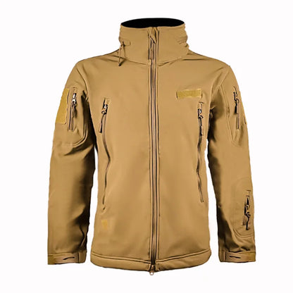 Outdoor Tactical Jacket Men's Stand-up Collar Plush Thickened Soft Shell Jacket Winter Windproof Waterproof Camouflage Coat