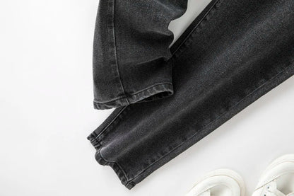 Plus Size Women Jeans Autumn Dark Blue 175cm Tall Stretchy and Loose Washing Straight 6XL 100Kgs Curve Lady Thin Lady Denim Pant