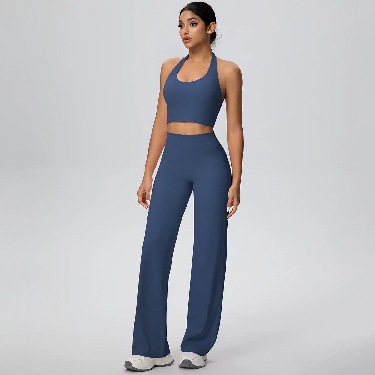 2PCS Woman Backless Hanging Neck Bra and Pants Yoga Set Summer Breathable Gym Sports Running Workout Top Hot Sales Yoga Set
