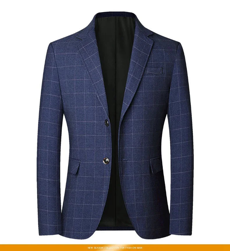 Brand 2026 Spring Mens Wedding Suits Blazer Check Autumn Single Breasted Suits Blazers Men Fashion Blazer for Mens