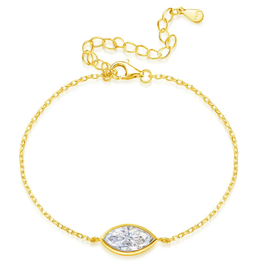 Bracelets en moissanite taille marquise 1CT 2CT pour femmes, chaîne réglable de 15-20cm, bijoux en diamant de laboratoire, argent sterling 925