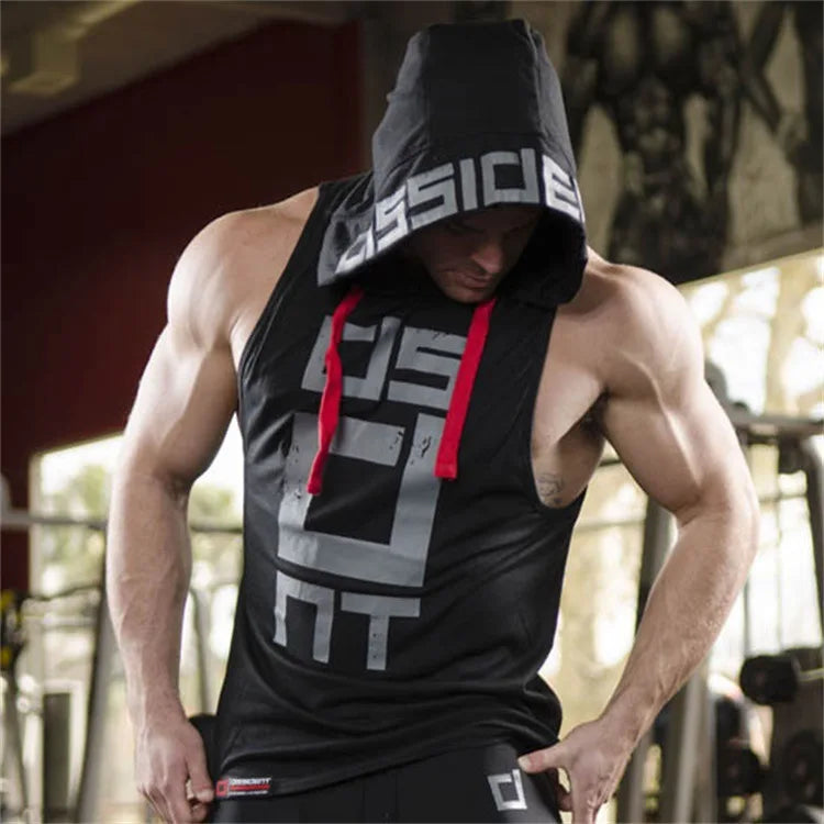 Mens Street Corner Pullovers Fitness Sport Sleeveless Hoodies Gym Bodybuilding Running Training Jogging Cotton Casual Sportswear