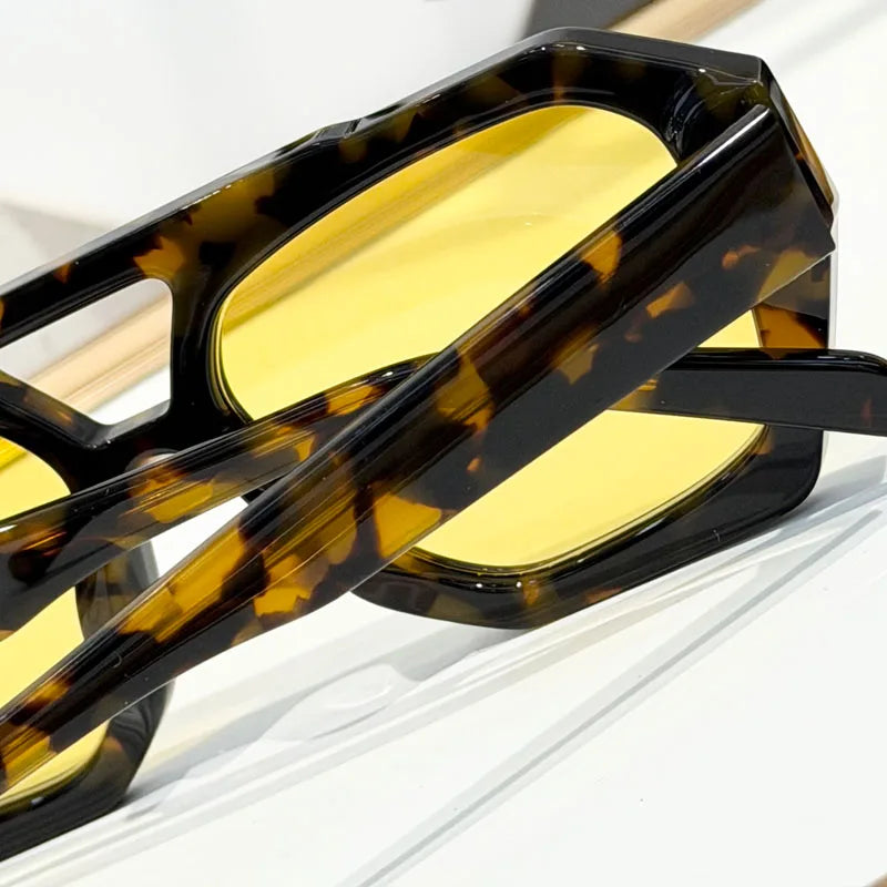 Designer Hollow Thick Acetate Women's Sunglasses Handmade Square Brand Design High Quality Female UV400 Prescription Glasses