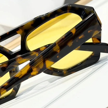 Designer Hollow Thick Acetate Women's Sunglasses Handmade Square Brand Design High Quality Female UV400 Prescription Glasses
