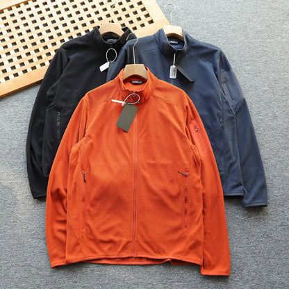 Outdoor Lightweight Fleece Sweatshirt Jacket Men's Zipper Closure Stand Collar Technical Fabric Comfortable Youth Fashion