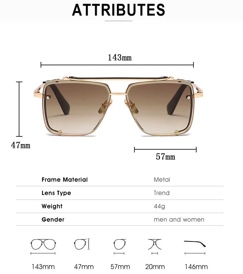 Metal Punk Sunglasses For Men Vintage Square Fashion Glasses 2024 Vacation Sunglasses Women Trendy Gafas De Sol Hombre Zonnebril