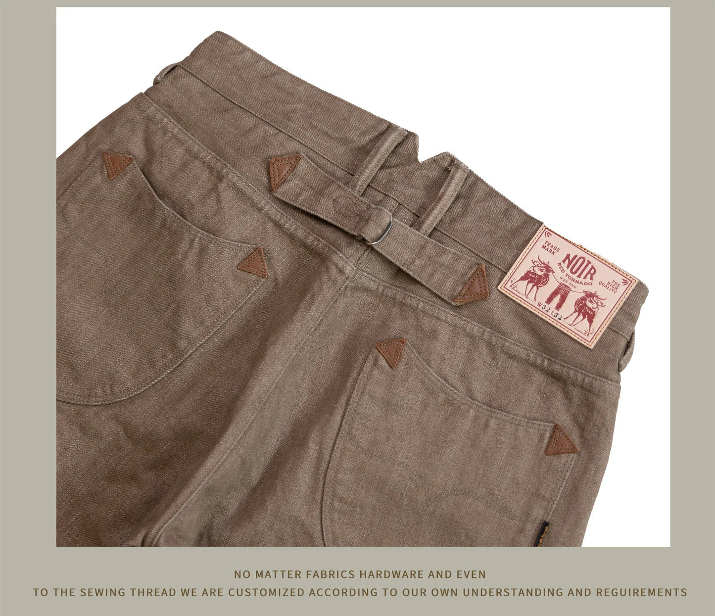 Dyed Jeans Loose Straight Heavy Selvedge Denim Pants Buckle Tooling Trousers 634