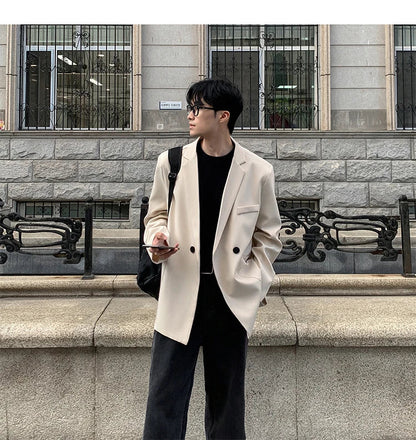 Spring Summer Men Formal Blazers Men Korean Fashion Loose Casual Dress Jacket Men Harajuku Social Suit Jacket Clothing
