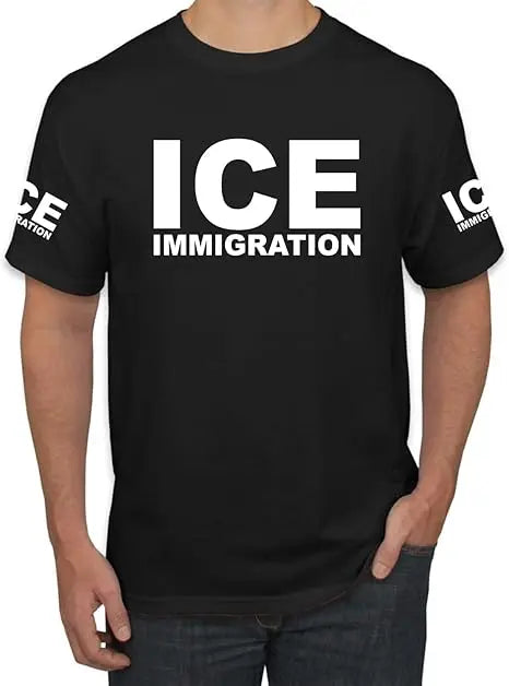ICE Immigration Police, Fedral Agent Customs Enforcement Political Men's Novelty T-Shirt Humor Funny Letters Printed Saying Tee