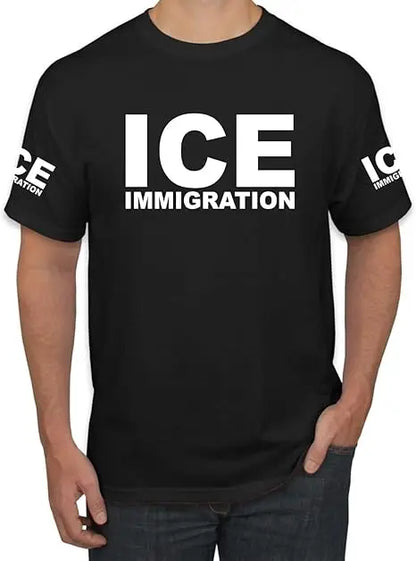 ICE Immigration Police, Fedral Agent Customs Enforcement Political Men's Novelty T-Shirt Humor Funny Letters Printed Saying Tee