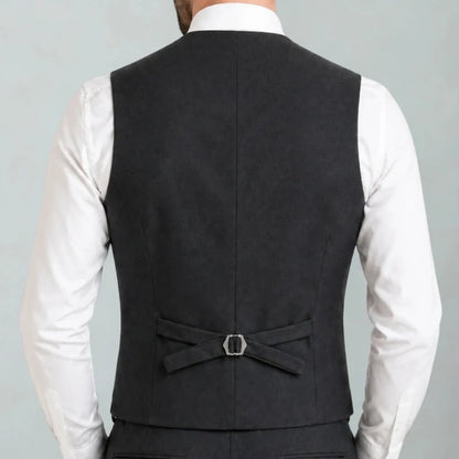 Men Vest Black Solid Single Breasted V Neck Waistcoat For Wedding Groom Banquet Party Business Work Casual Daily Men Suit Vest