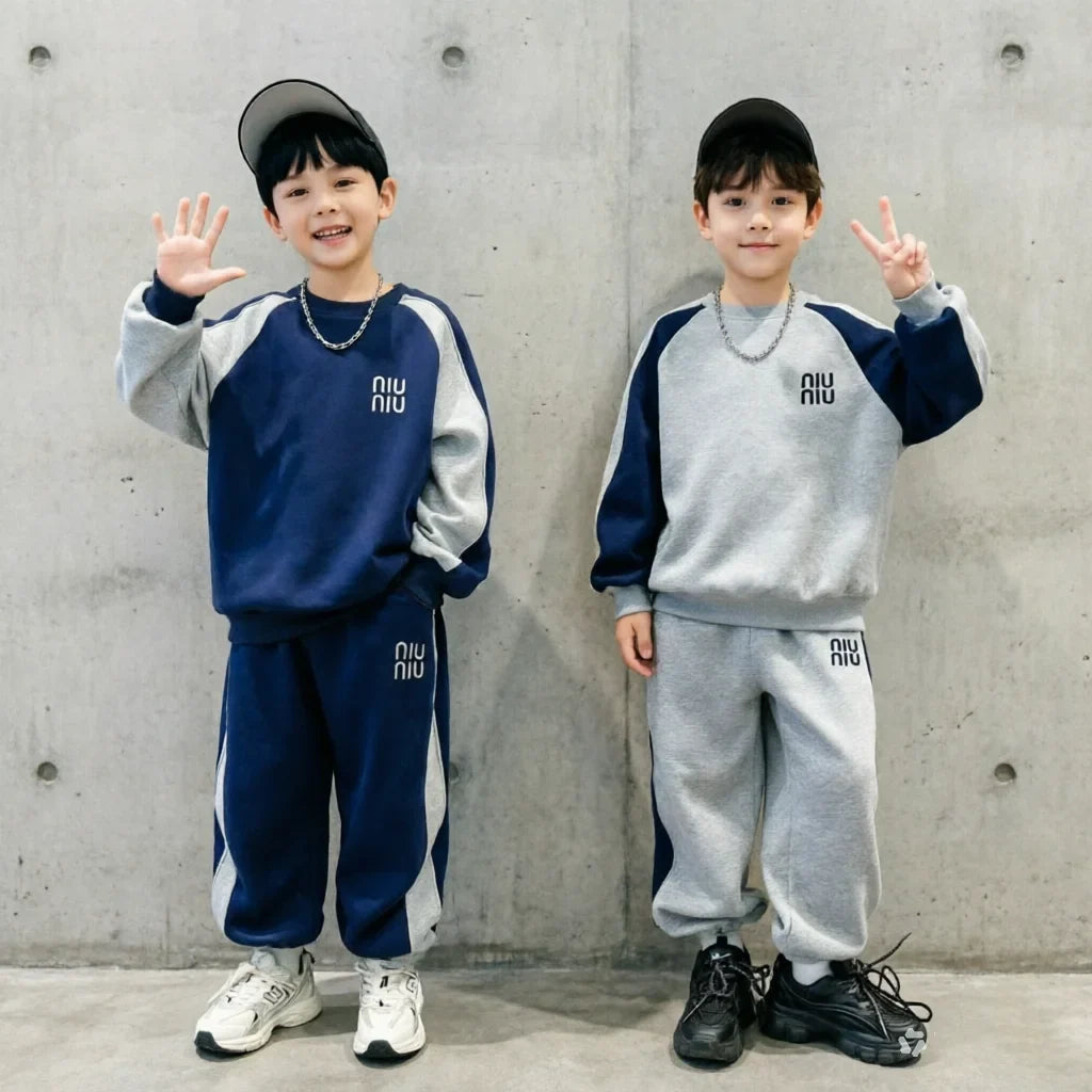 Spring Autumn Boys Embroidery Alphabet Workout Sweatshirt+Sweatpant Set School Kids 2PCS Tracksuit Children Jogger Outfit 7-16Yr
